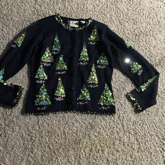 Vintage Design Options by Philip & Jane Gordon Christmas trees cardigan … - Picture 13 of 13